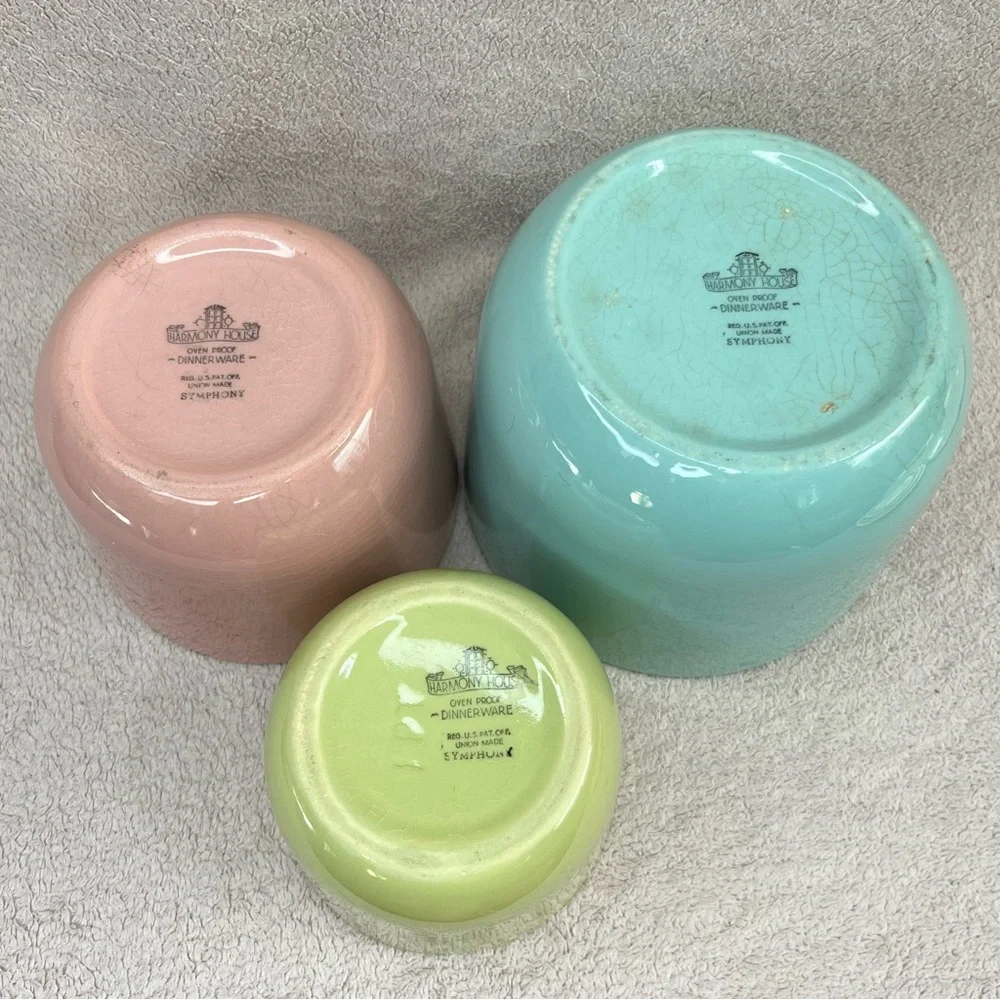 Vintage Harmony House Nesting Oven Proof Bowls w/Lids Green/Blue/Pink Collection - Picture 3 of 10